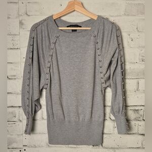 Retro French Connection Gray Studded Batwing Sleeve Sweater XS
